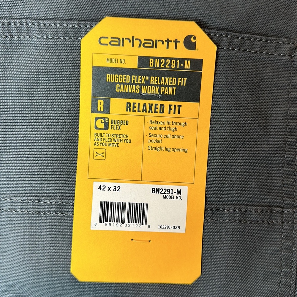Carhartt Rugged Flex Relaxed Fit Pants 5 Pocket Work Utility Gray 42x32 - Picture 7 of 8